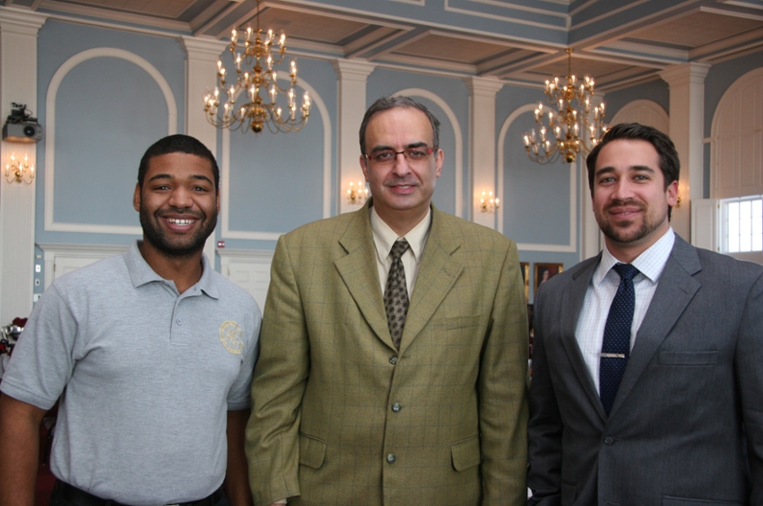 DBU chapel speaker Botrus Mansour (center) pictured with Chris Holloway, director of global missions, and Jon Dooley, camp/sport ministry director. Holloway and Dooley coordinated the DBU mission trip to Israel last summer to work with the NBS.