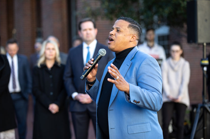 Dr. Bertrain Bailey shares King's "I Have a Dream" speech at the 2020 DBU MLK Unity Walk.