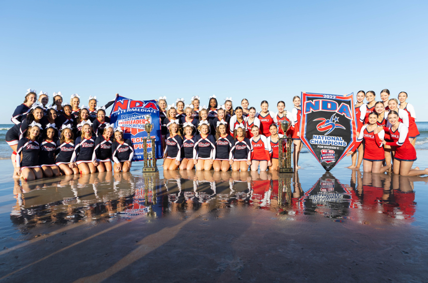 Patriettes and Cheer Team Beach Photo