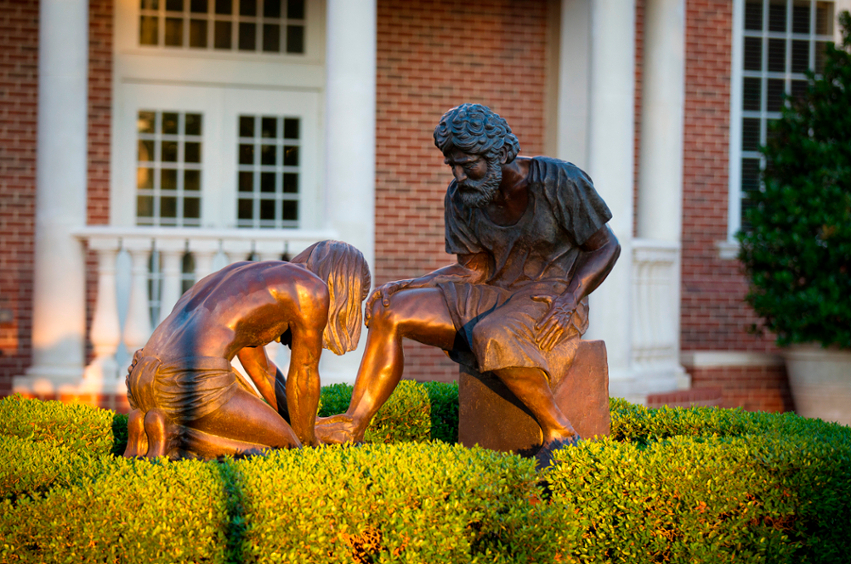 Foot washing statue