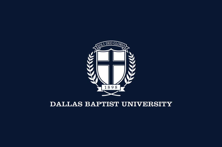 white dbu shield logo on navy background