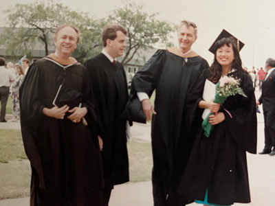 DBU Alumna Susan Paduch at graduation in the 1990s on the DBU campus in Dallas