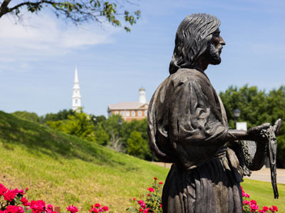 Statue of Jesus on the DBU campus in Dallas