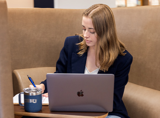 student using a computer