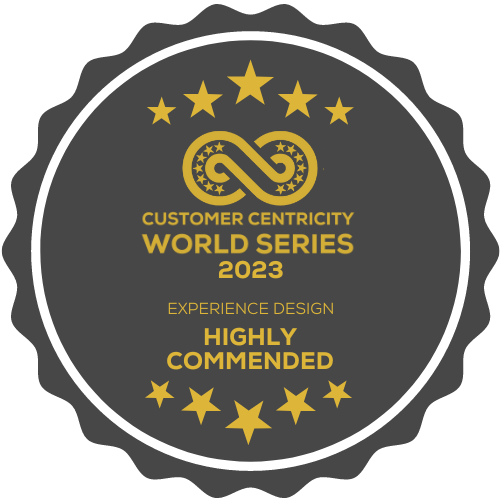 gray award badge for customer centricity world series 2023: experience design highly commended award