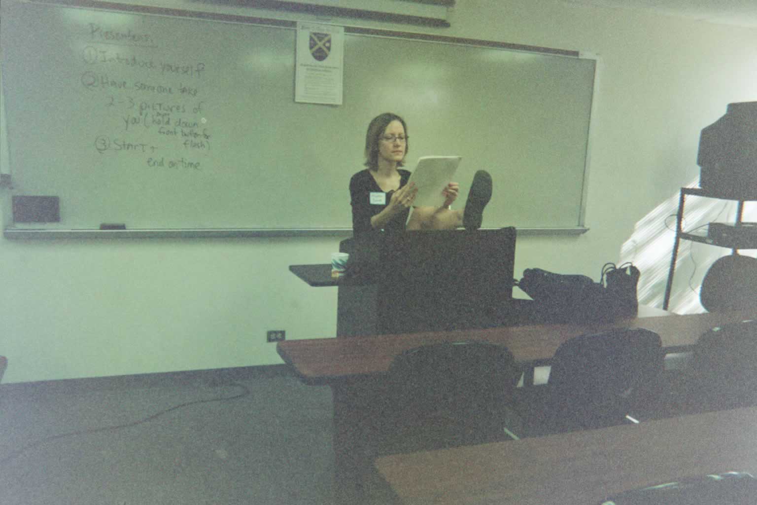 picture of a student presenting behind a podium