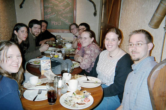 picture of a group of students at a restaurant