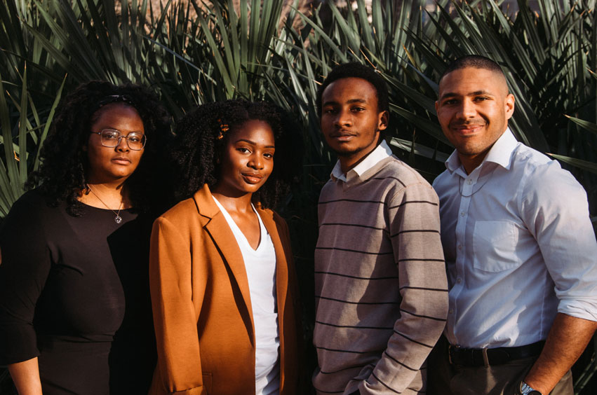 Student Stories - Black History Month - 2 females 2 males - group photo outside