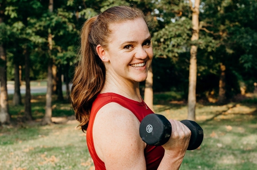 Emily Reilly with weights