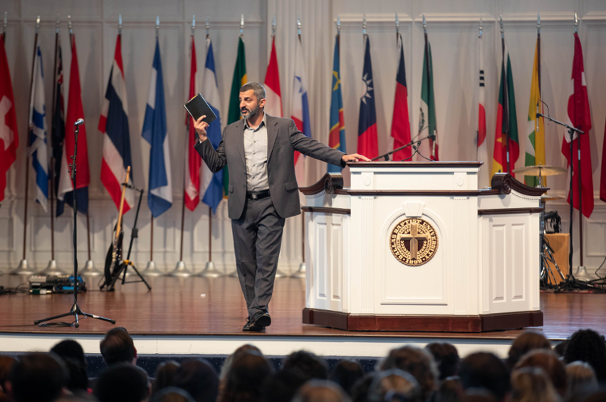 Rani Espanioly speaking in Chapel