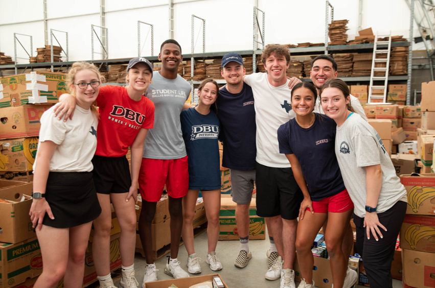 Students serving for service day