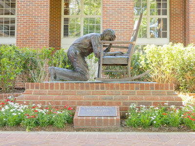 Statue of Prayer on the DBU campus in Dallas
