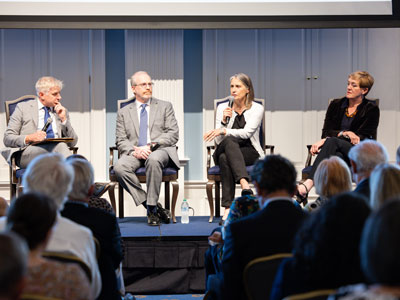 Fiona Hill, Constanze Stelzenmüller, & David J. Kramer speaking at DBU