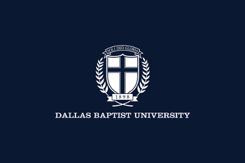 white dbu shield logo on navy background