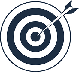 blue bullseye with arrow in center