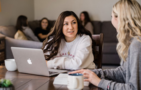 students doing homework in DBU housing