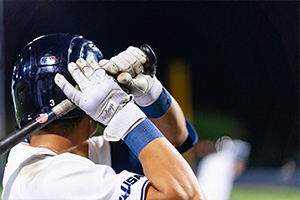 DBU baseball player getting ready to bat