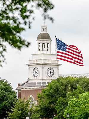 DBU campus and American Flag