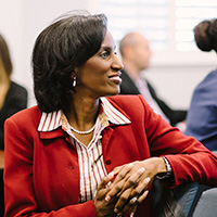 adult students smiling in class